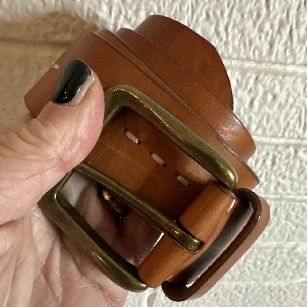 John W. Nordstrom Brown Leather Belt White Stitching Hand Crafted In USA 36